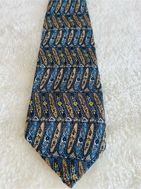 Dior Blue and Yellow Paisley Pattern Tie